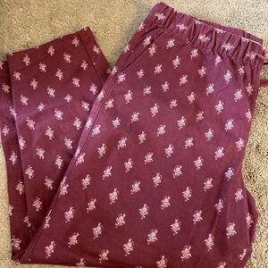 Garnet Hill Maroon Floral Trousers